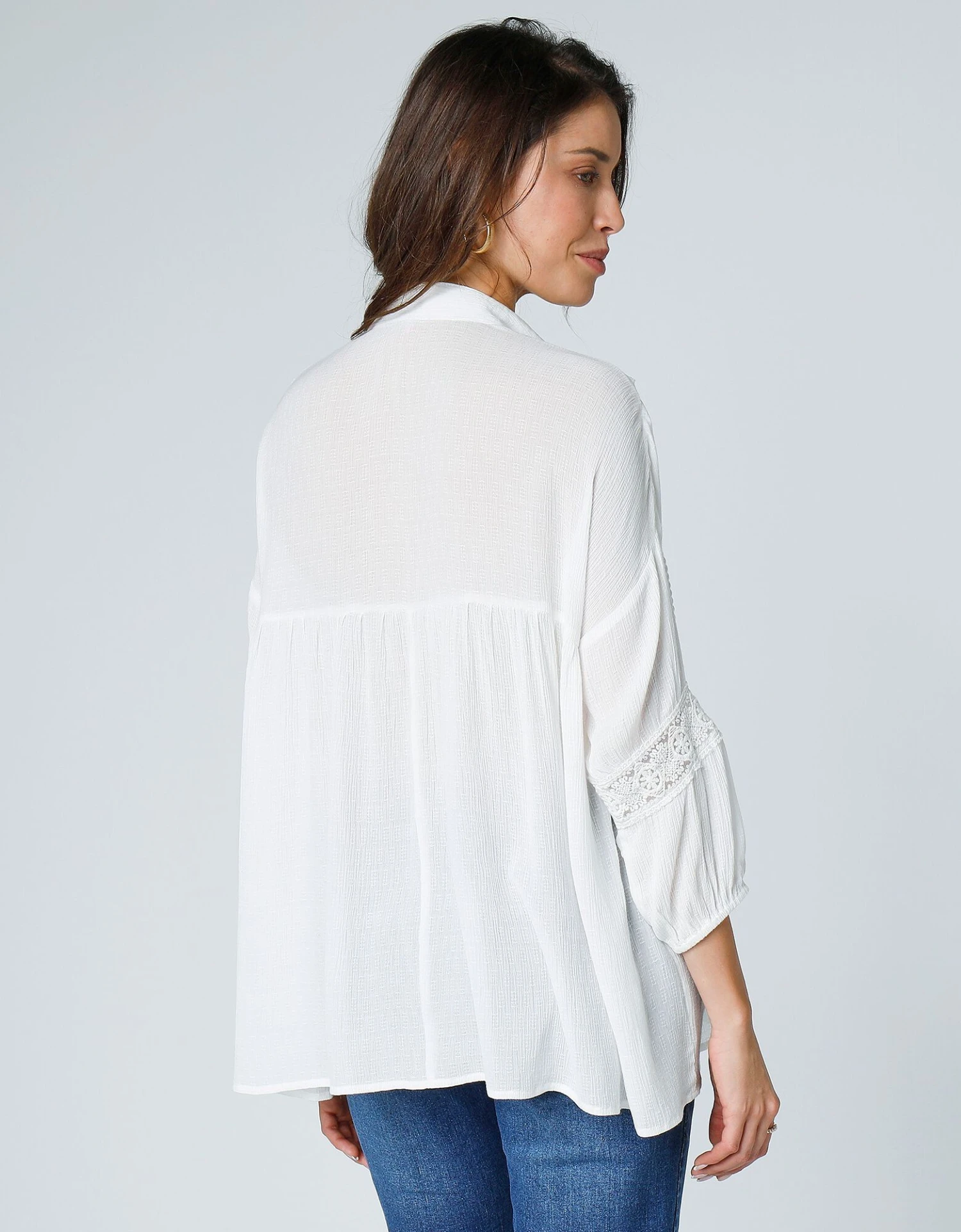 Blouse évasée Manches 3/4 Macramé 4 Blouse évasée Manches 3/4 Macramé – Image 2