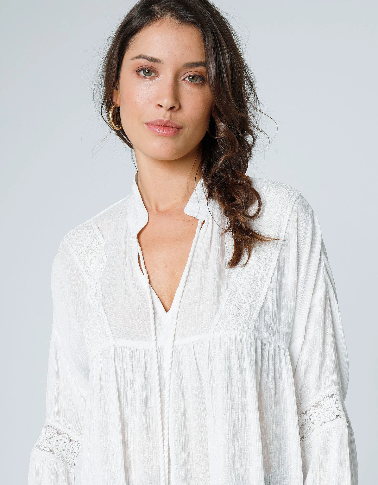 Blouse évasée Manches 3/4 Macramé 5 Blouse évasée Manches 3/4 Macramé – Image 3