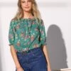Blouse Volantée Manches Coude Imprimé Fleuri -Femmes Vêtements Magasin 560794 C01 zoomx