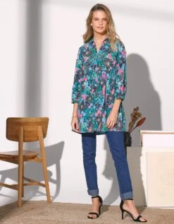 Tunique Forme Vareuse Imprimé Floral, Crêpe 13 Tunique Forme Vareuse Imprimé Floral, Crêpe -Femmes Vêtements Magasin 560795 C02 zoomx vue6