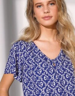 Blouse Imprimé Coeur, Noeud Décolleté 11 Blouse Imprimé Coeur, Noeud Décolleté -Femmes Vêtements Magasin 560797 C01 zoomx vue4