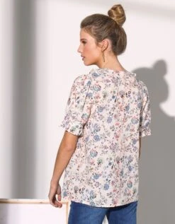 Blouse Col V Volanté Imprimée -Femmes Vêtements Magasin 560803 C01 zoomx vue3