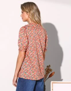 Chemisier Col Claudine Imprimé Fleuri, Manches Blousantes -Femmes Vêtements Magasin 560807 C01 zoomx vue3