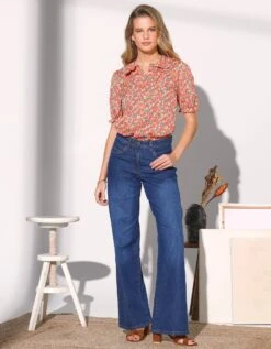 Chemisier Col Claudine Imprimé Fleuri, Manches Blousantes -Femmes Vêtements Magasin 560807 C01 zoomx vue6