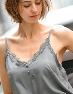 Caraco Dentelle Bretelles Réglables, Crêpe