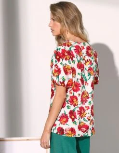 Blouse Manches Ballon Imprimé Fleuri -Femmes Vêtements Magasin 560819 C01 zoomx vue3