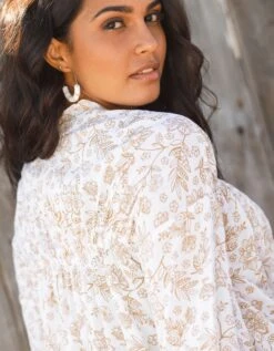 Blouse Imprimée Volantée Manches 3/4 -Femmes Vêtements Magasin 560861 C01 zoomx vue6