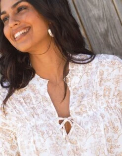 Blouse Imprimée Volantée Manches 3/4 -Femmes Vêtements Magasin 560861 C01 zoomx vue7