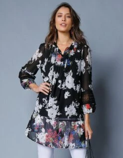 Tunique Imprimée Volantée Manches 3/4