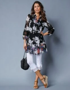 Tunique Imprimée Volantée Manches 3/4 -Femmes Vêtements Magasin 560880 C02 zoomx vue3