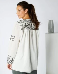 Blouse Brodée Manches Longues, Voile De Coton -Femmes Vêtements Magasin 560928 C01 zoomx vue2