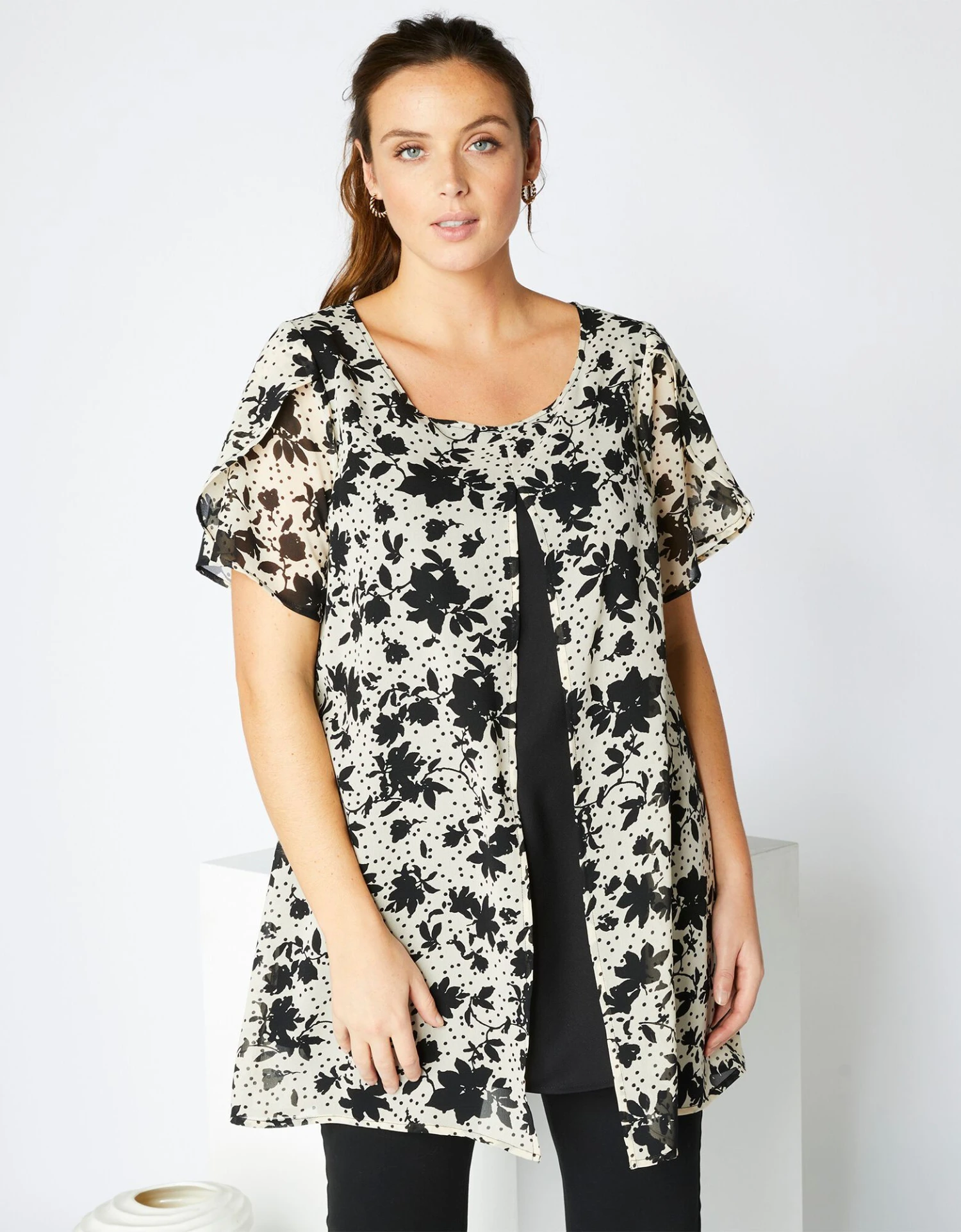 Tunique Effet 2en1 Imprimée, Voile 3 Tunique Effet 2en1 Imprimée, Voile