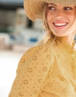 Blouse Boutonnée Unie Broderie Anglaise -Femmes Vêtements Magasin 560963 C01 zoomx vue5