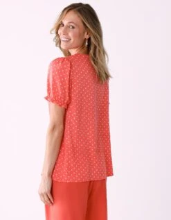 Blouse Boutonnée Manches Blousantes Imprimé Pois -Femmes Vêtements Magasin 560971 C04 zoomx vue2