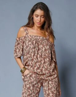 Top Brodé épaules Dénudées Imprimé -Femmes Vêtements Magasin 560989 C00 zoomx vue4