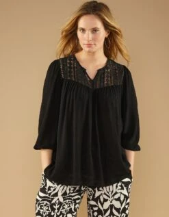 Blouse Macramé Manches 3/4 -Femmes Vêtements Magasin 560993 C06 zoomx vue5