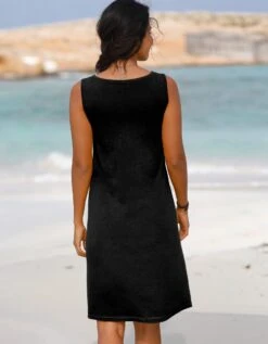 Robe évasée Col Rond Unie -Femmes Vêtements Magasin 562131 C01 zoomx vue3