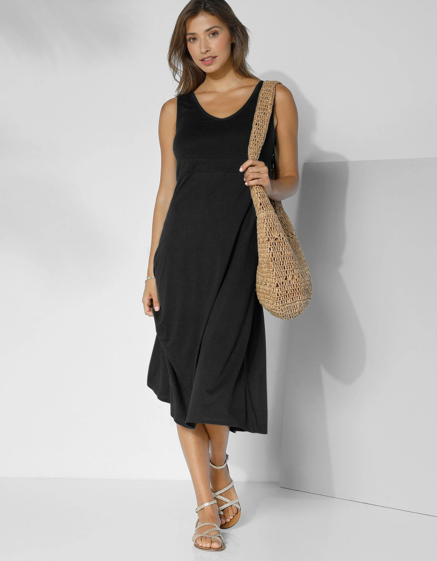 Robe Longue Unie Sans Manches 4 Robe Longue Unie Sans Manches – Image 2