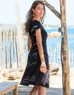 Robe Courte Imprimé Placé Manches Courtes -Femmes Vêtements Magasin 562200 C03 zoomx vue2