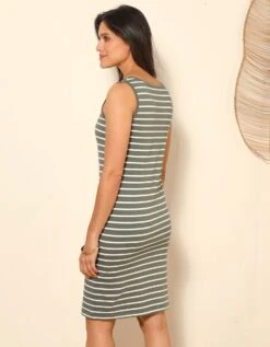 Robe Sans Manches Rayée, Maille Stretch -Femmes Vêtements Magasin 562231 C00 zoomx vue2