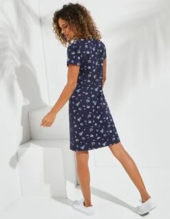 Robe Col V Manches Courtes Imprimée Fleurs, Maille Stretch -Femmes Vêtements Magasin 562234 C02 zoomx vue2