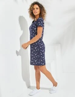 Robe Col V Manches Courtes Imprimée Fleurs, Maille Stretch -Femmes Vêtements Magasin 562234 C02 zoomx vue5