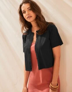 Gilet Boutonné Manches Courtes, Maille -Femmes Vêtements Magasin 609053 C03 zoomx vue4