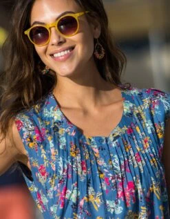 Blouse Fleurie Col Rond -Femmes Vêtements Magasin 610120 C00 zoomx vue3