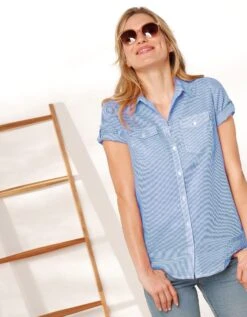 Chemisier Rayé Manches Courtes
