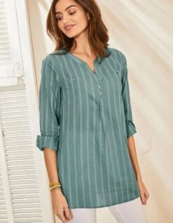Tunique Rayée Manches Retroussables