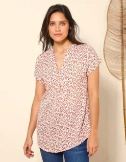 Tunique Imprimé Minimaliste Manches à Revers