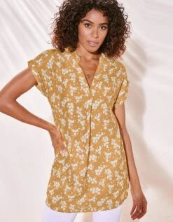 Tunique Imprimé Fleuri Manches à Revers -Femmes Vêtements Magasin 610566 C06 zoomx vue4