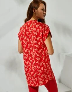 Tunique Imprimé Fleuri Manches à Revers -Femmes Vêtements Magasin 610566 C09 zoomx vue2