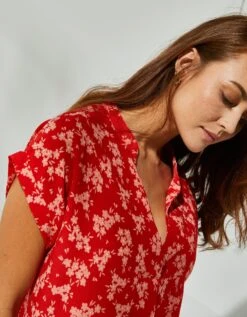 Tunique Imprimé Fleuri Manches à Revers -Femmes Vêtements Magasin 610566 C09 zoomx vue3