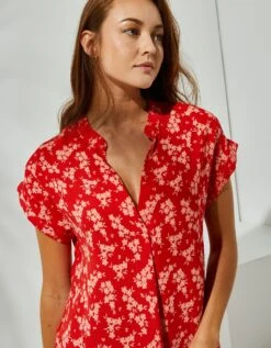 Tunique Imprimé Fleuri Manches à Revers -Femmes Vêtements Magasin 610566 C09 zoomx vue4