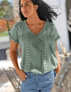 Tunique Macramé Crépon Coton -Femmes Vêtements Magasin 610591 C05 zoomx vue3