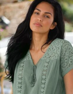 Tunique Macramé Crépon Coton -Femmes Vêtements Magasin 610591 C05 zoomx vue4