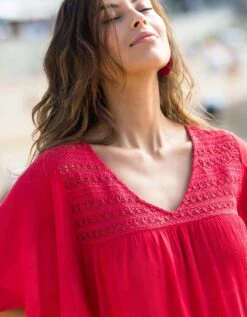 Tunique Longue Col V Macramé -Femmes Vêtements Magasin 610592 C04 zoomx vue3