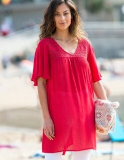 Tunique Longue Col V Macramé -Femmes Vêtements Magasin 610592 C04 zoomx vue4