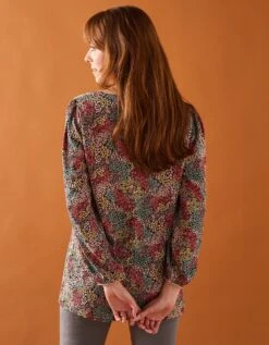 Blouse évasée Détails Dorés Imprimé Fleurs -Femmes Vêtements Magasin 610608 C03 zoomx vue3