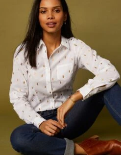 Chemisier Boutonné Imprimé Doré