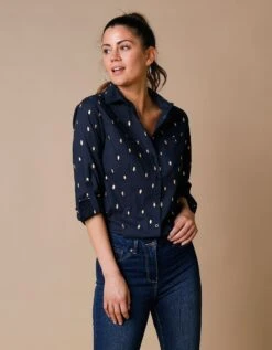 Chemisier Boutonné Imprimé Doré -Femmes Vêtements Magasin 610615 C04 zoomx vue5