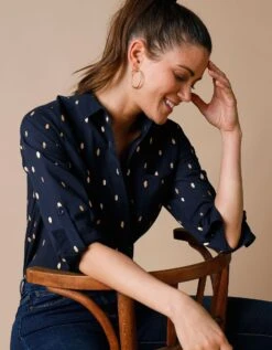 Chemisier Boutonné Imprimé Doré -Femmes Vêtements Magasin 610615 C04 zoomx vue6