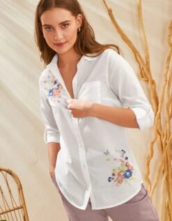 Chemise Boutonnée Imprimé Placé, Coton
