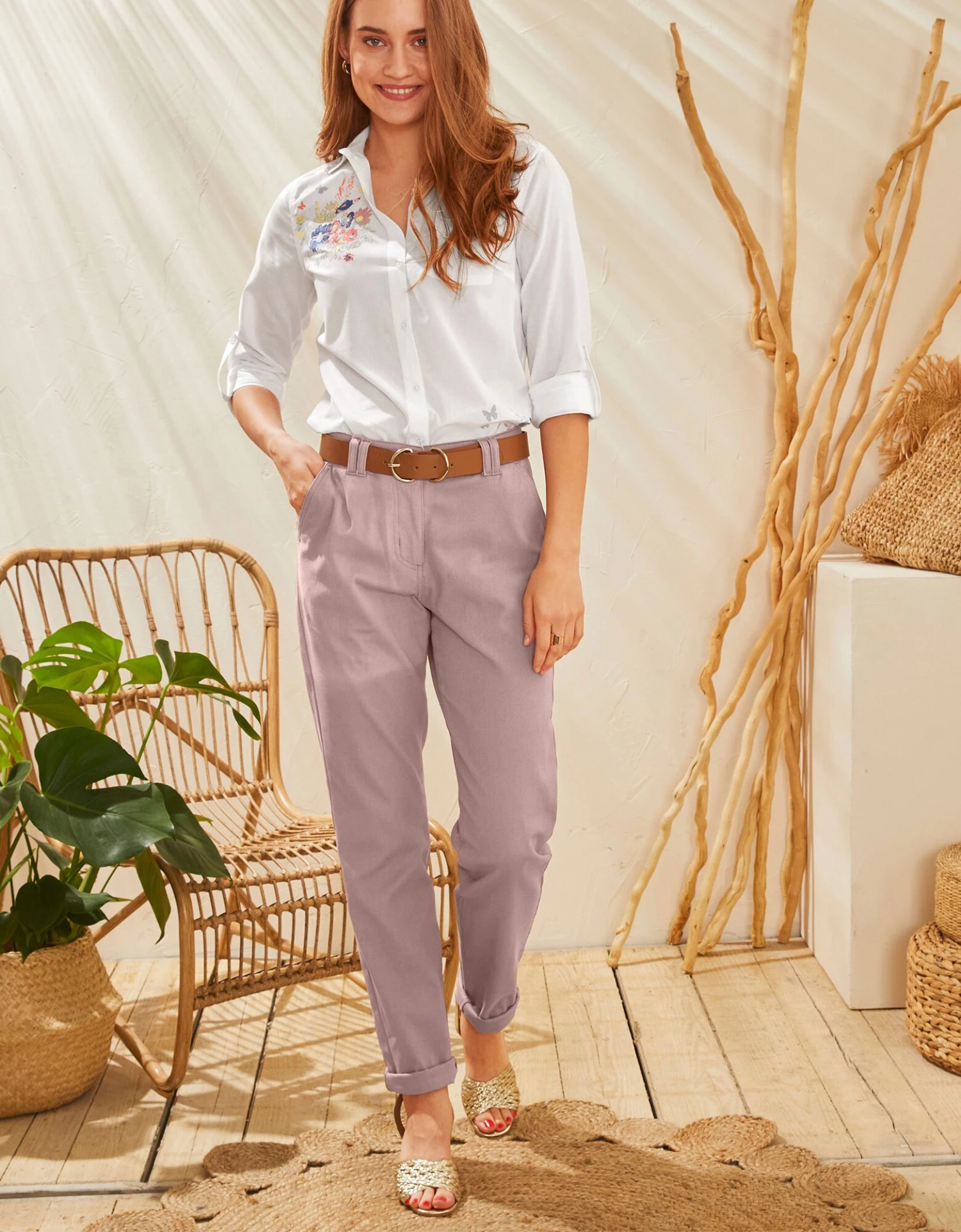 Chemise Boutonnée Imprimé Placé, Coton 5 Chemise Boutonnée Imprimé Placé, Coton – Image 3