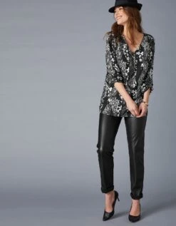 Tunique Col Zippée Manches Longues Imprimée -Femmes Vêtements Magasin 610670 C01 zoomx vue3