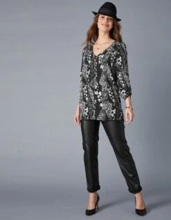 Tunique Col Zippée Manches Longues Imprimée -Femmes Vêtements Magasin 610670 C01 zoomx vue6