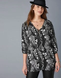 Tunique Col Zippée Manches Longues Imprimée -Femmes Vêtements Magasin 610670 C01 zoomx vue7