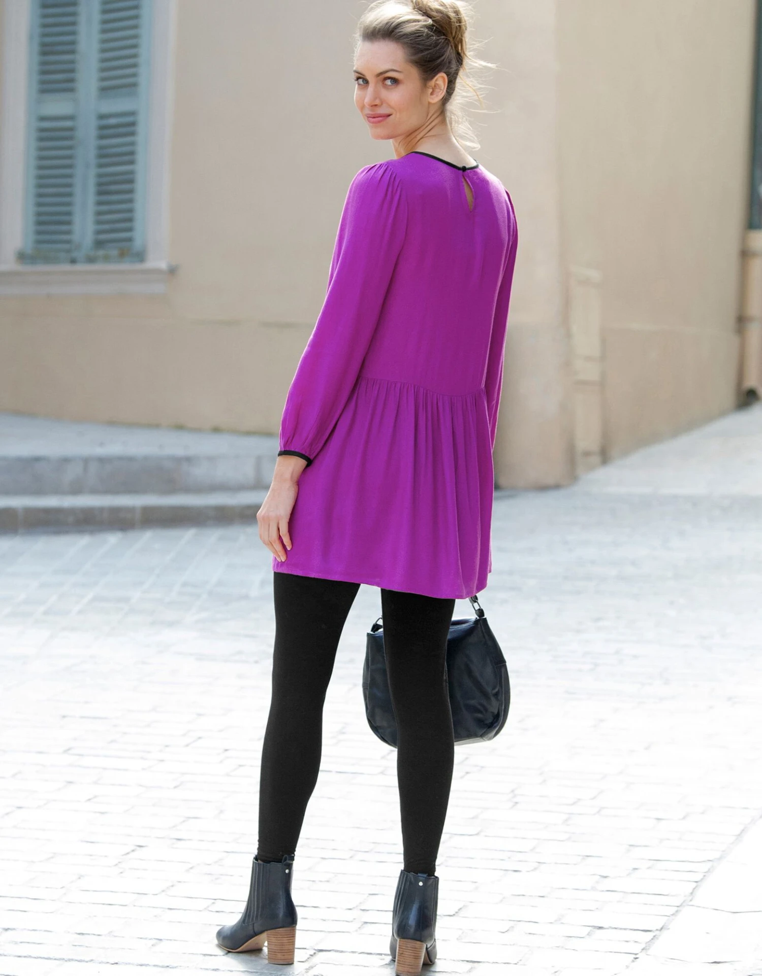 Longue Tunique Crêpe Bicolore 4 Longue Tunique Crêpe Bicolore – Image 2