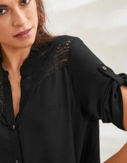 Tunique Boutonnée Macramé Unie -Femmes Vêtements Magasin 610704 C02 zoomx vue5